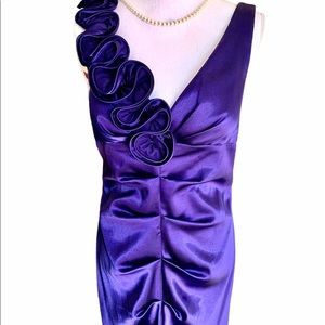 Satiny Purple Ruched Party Dress size 12 NWOT